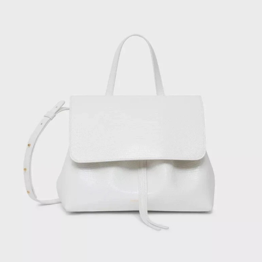 Mansur Gavriel White Lady Bag Leather and Suede Crossbody Snake Embossed - Picture 7 of 10